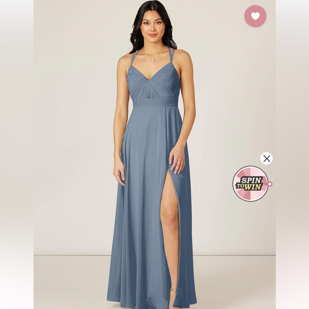 Azazie twilight blue chiffon bridesmaid dress
